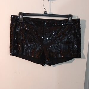 Express Black Sequin Shorts